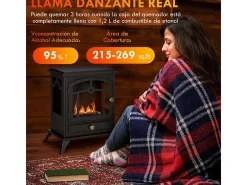Chimenea de bioetanol Homcom 7000 BTU/h 0,9L negro 54x45x28 cm