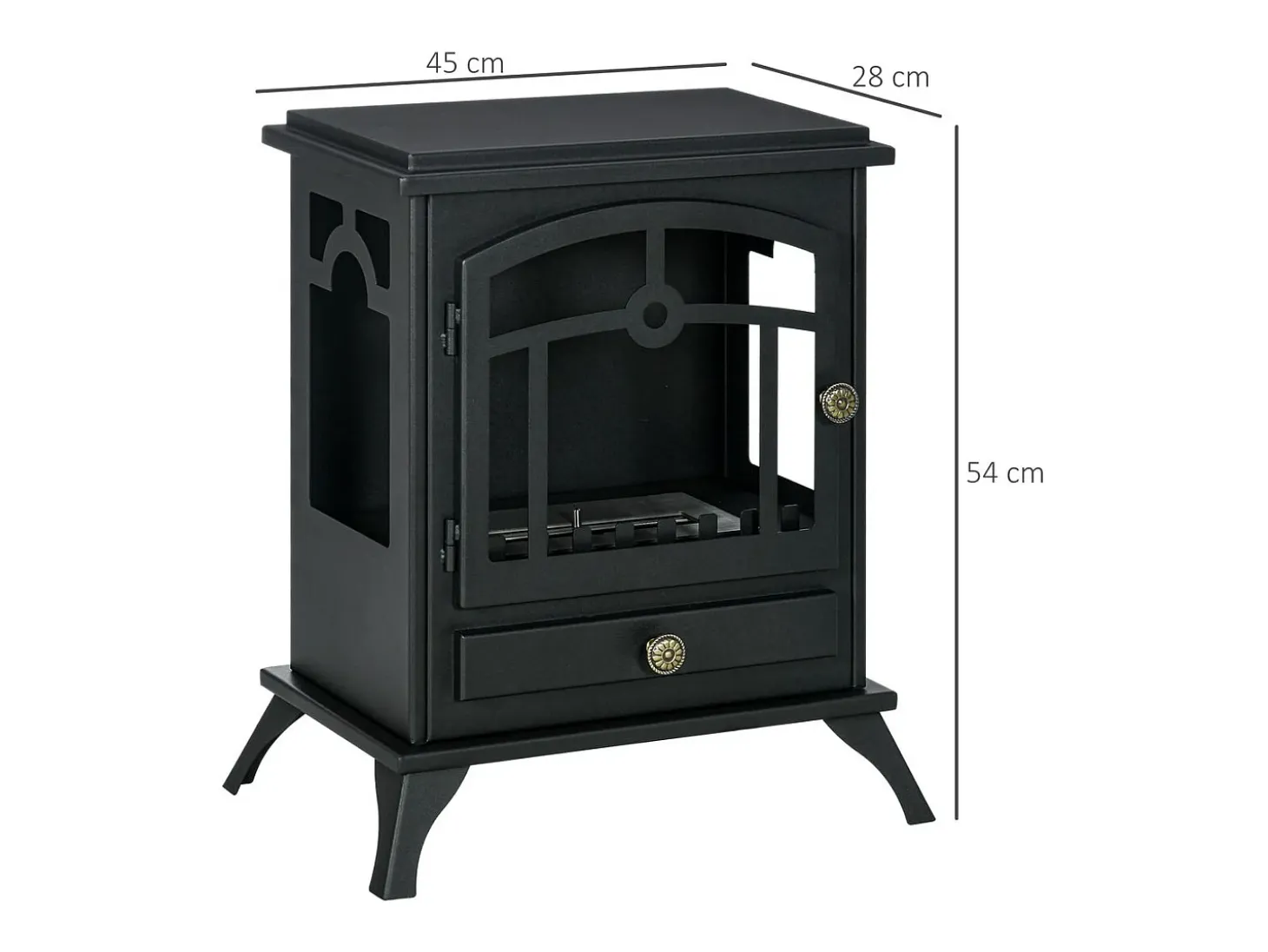 Chimenea de bioetanol Homcom 7000 BTU/h 0,9L negro 54x45x28 cm