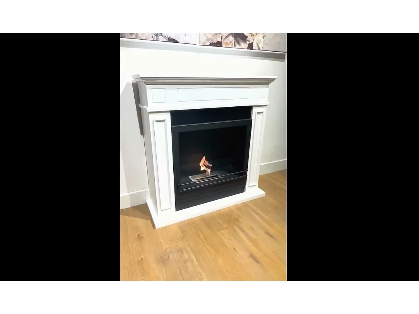 Chimenea de bioetanol JEFFERSON, biochimenea de pie, color blanco, L 89,5 x H 90,5 x P 28