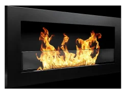 Chimenea de bioetanol Livorno negra de pared o empotrada L 90 x P 12 x H 40 con cristal