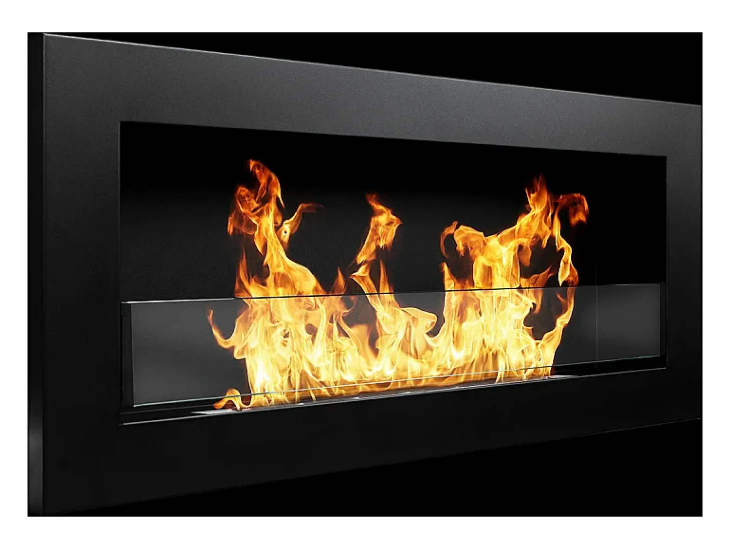 Chimenea de bioetanol Livorno negra de pared o empotrada L 90 x P 12 x H 40 con cristal