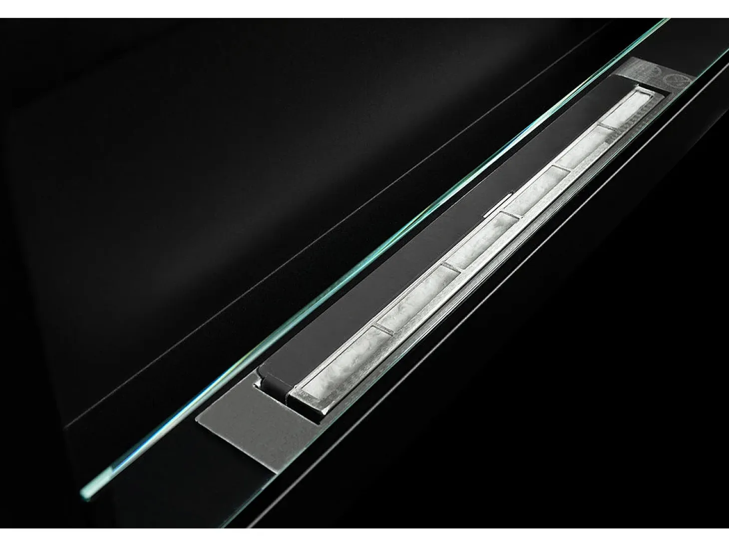 Chimenea de bioetanol Livorno negra de pared o empotrada L 90 x P 12 x H 40 con cristal