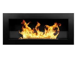 Chimenea de bioetanol Livorno negra de pared o empotrada L 90 x P 12 x H 40 con cristal