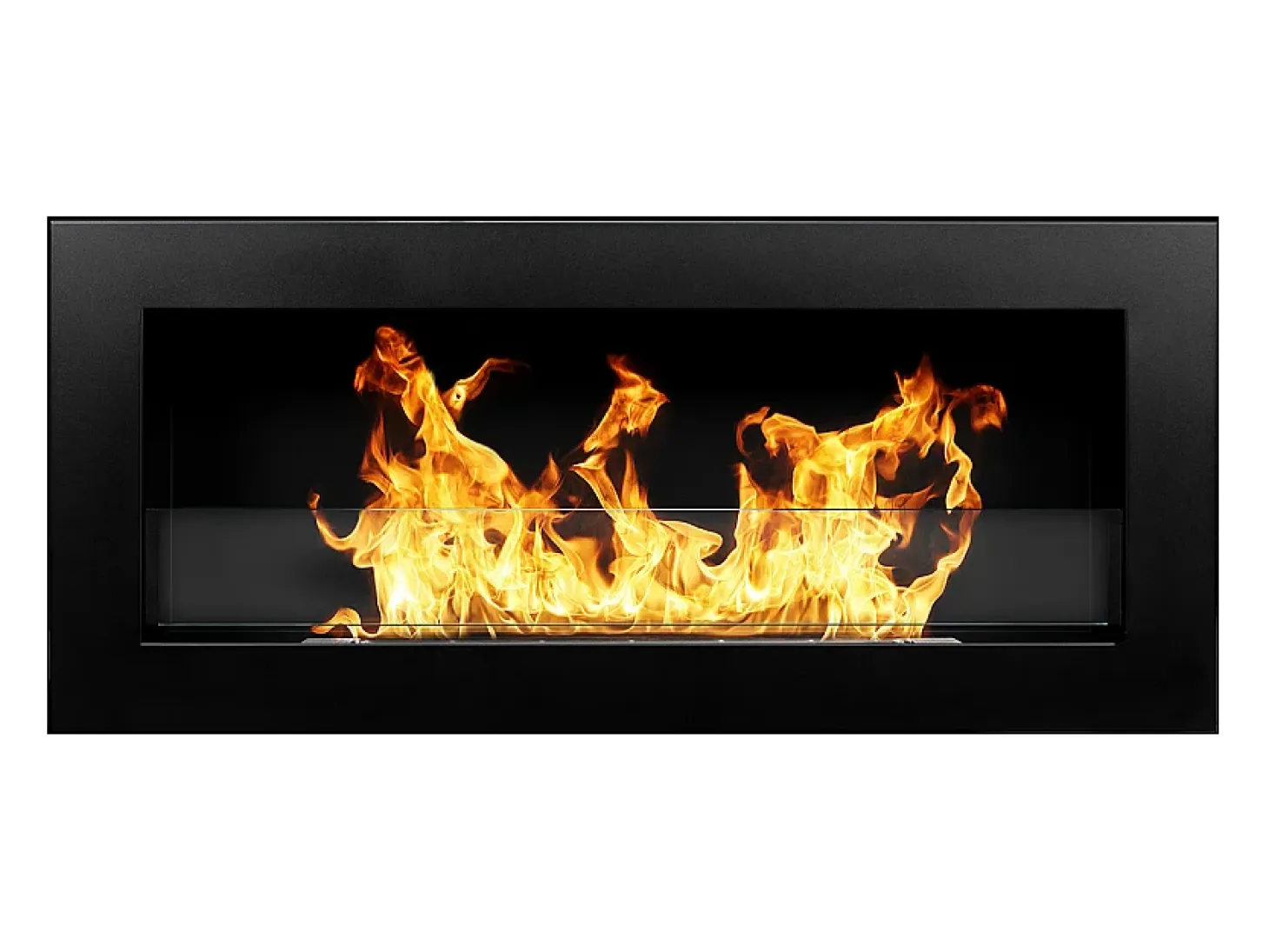 Chimenea de bioetanol Livorno negra de pared o empotrada L 90 x P 12 x H 40 con cristal