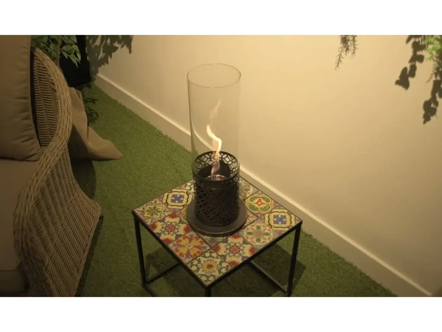 Chimenea de bioetanol mesa de biochimenea NIZZA Negro D14,5 x H46,5 interior exterior