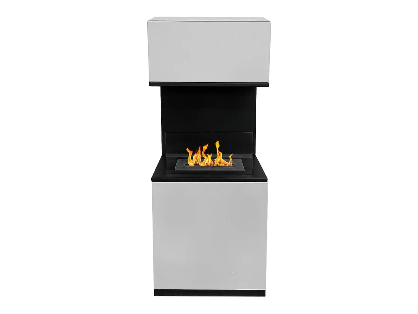 Chimenea de bioetanol Oslo, biochimenea independiente en acero blanco, L38xP38xH100