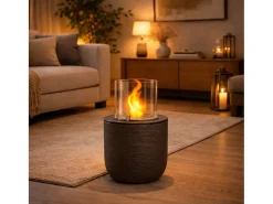 Chimenea de bioetanol RAFFAELLO Terra Marrone, brasero de suelo para interior y exterior, d.35 x h.55