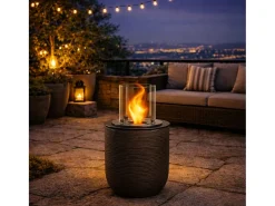 Chimenea de bioetanol RAFFAELLO Terra Marrone, brasero de suelo para interior y exterior, d.35 x h.55