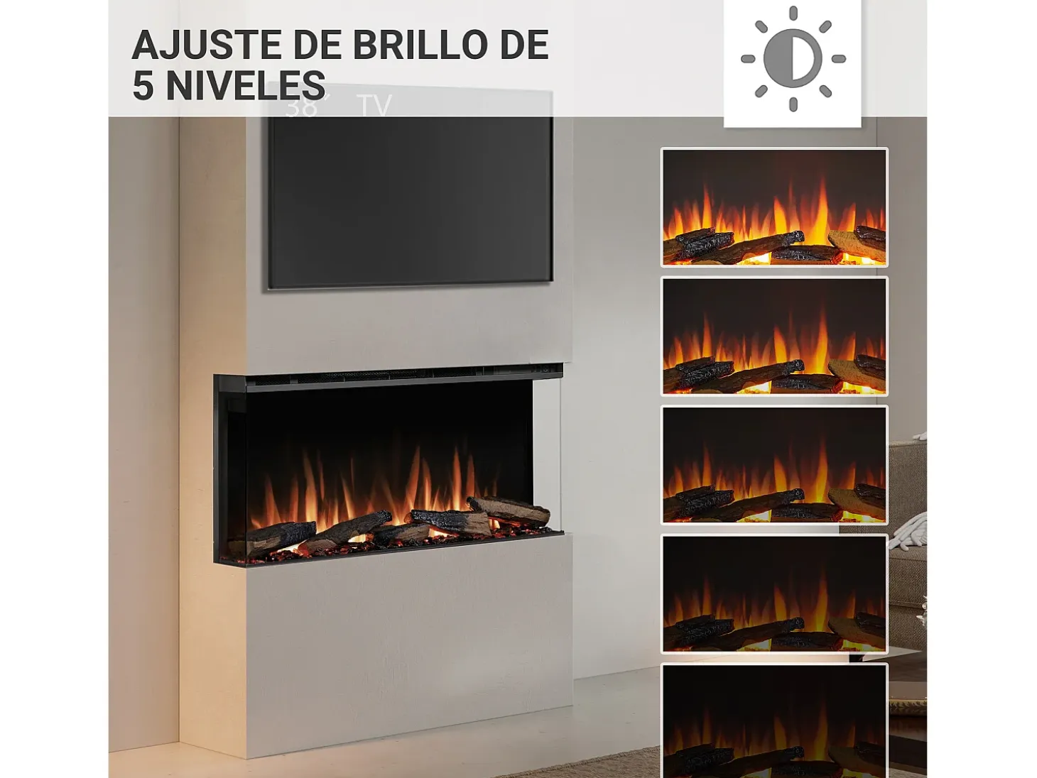 Chimenea eléctrica BALDERIA Athena smart 36 - Chimenea empotrable - Negro