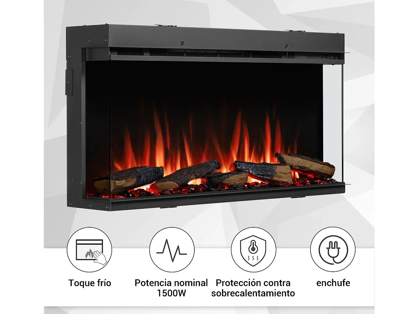 Chimenea eléctrica BALDERIA Athena smart 36 - Chimenea empotrable - Negro