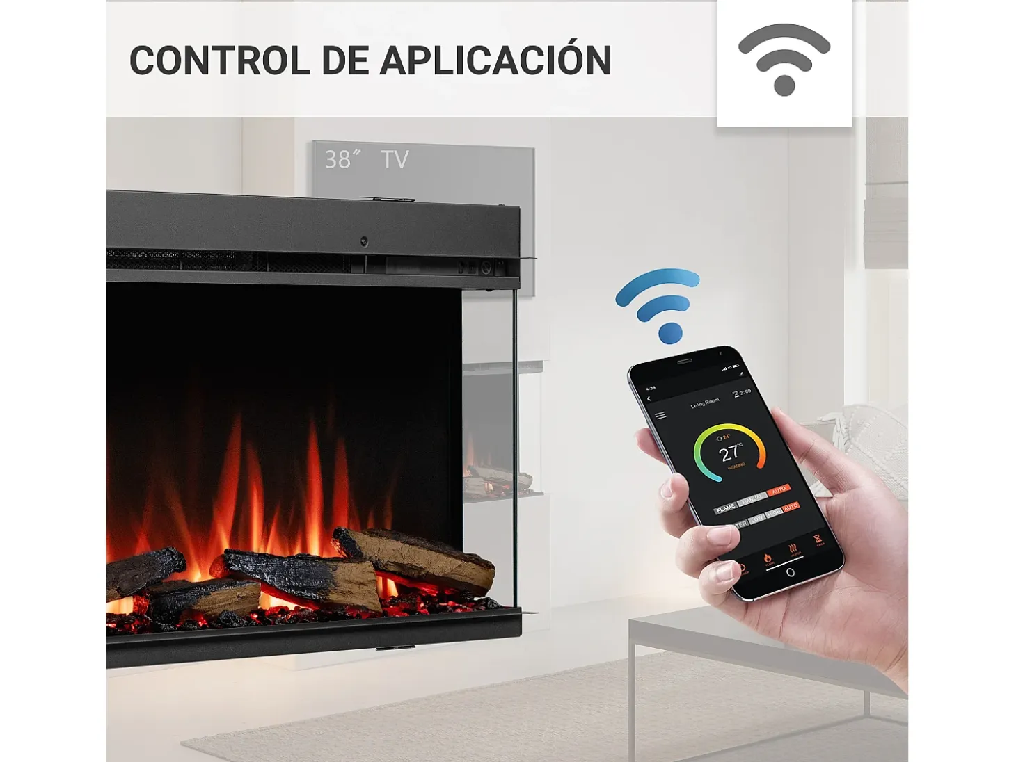 Chimenea eléctrica BALDERIA Athena smart 36 - Chimenea empotrable - Negro