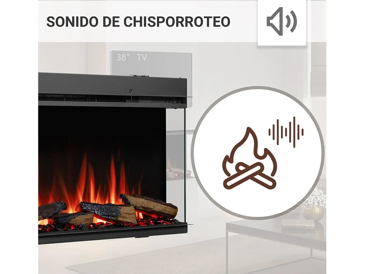 Chimenea eléctrica BALDERIA Athena smart 36 - Chimenea empotrable - Negro