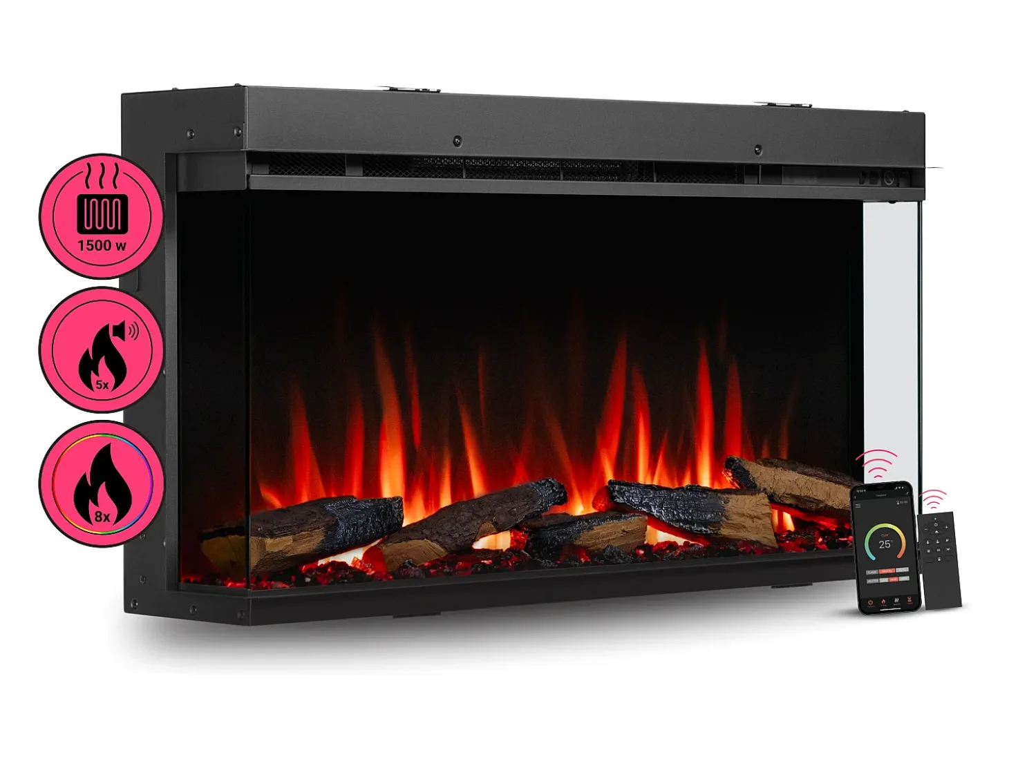 Chimenea eléctrica BALDERIA Athena smart 36 - Chimenea empotrable - Negro