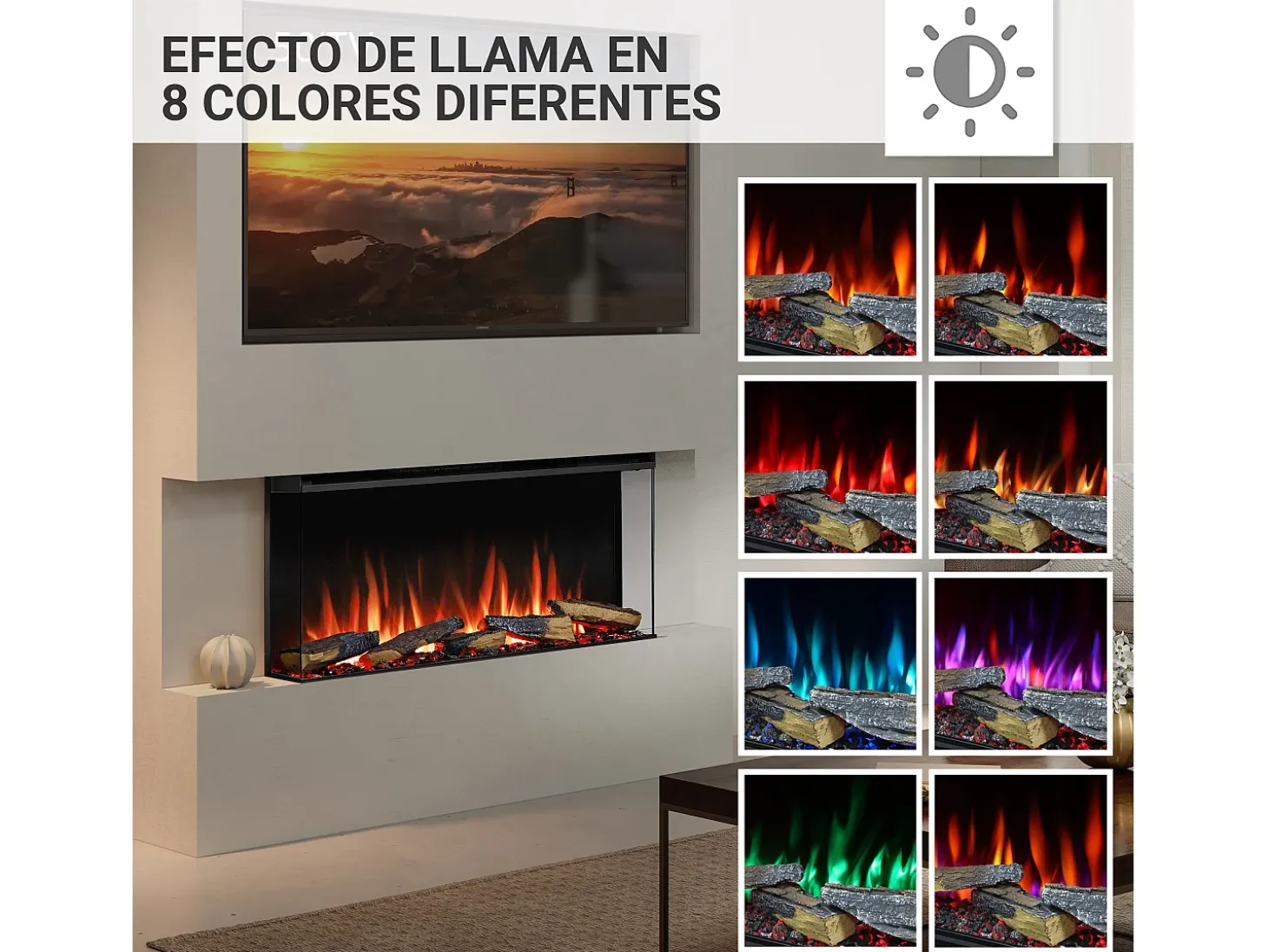 Chimenea eléctrica BALDERIA Athena smart 36 - Chimenea empotrable - Negro
