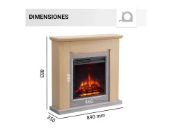 Chimenea eléctrica BALDERIA Pandora - Chimenea de pie, 2000 W - Marrón claro