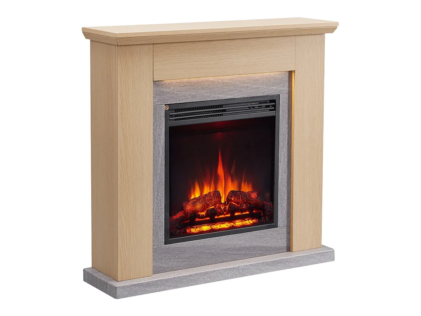 Chimenea eléctrica BALDERIA Pandora - Chimenea de pie, 2000 W - Marrón claro
