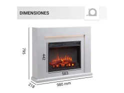 Chimenea eléctrica BALDERIA Apollon - Chimenea de pie con calefacción - Aspecto hormigón