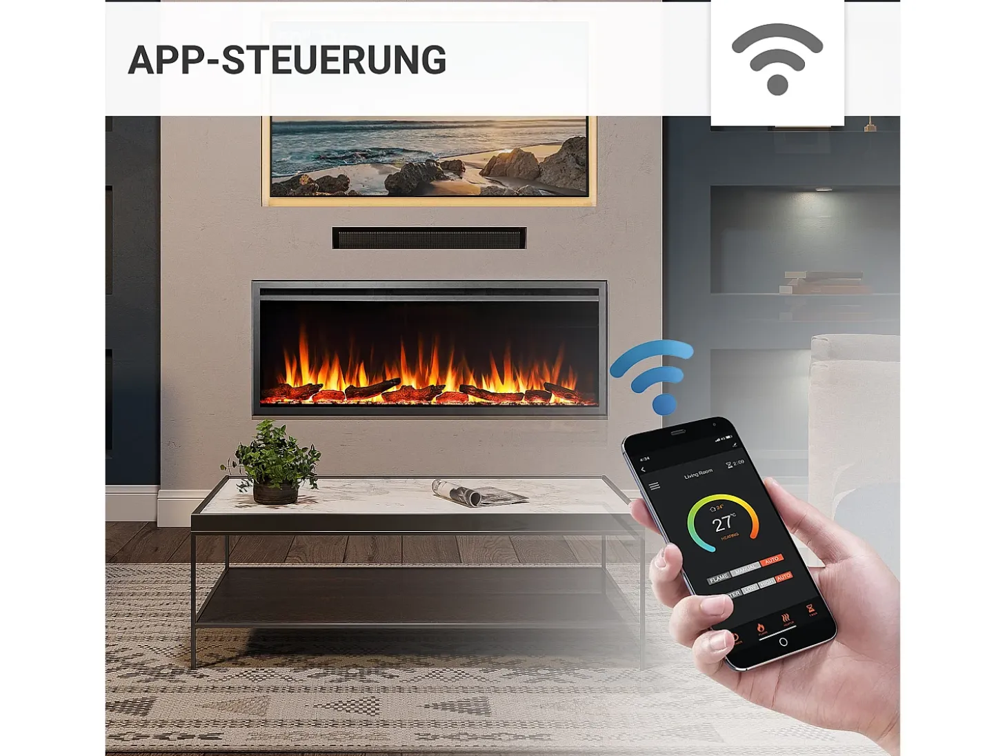 Chimenea eléctrica BALDERIA Atalanta 50 - Chimenea empotrable - Negro