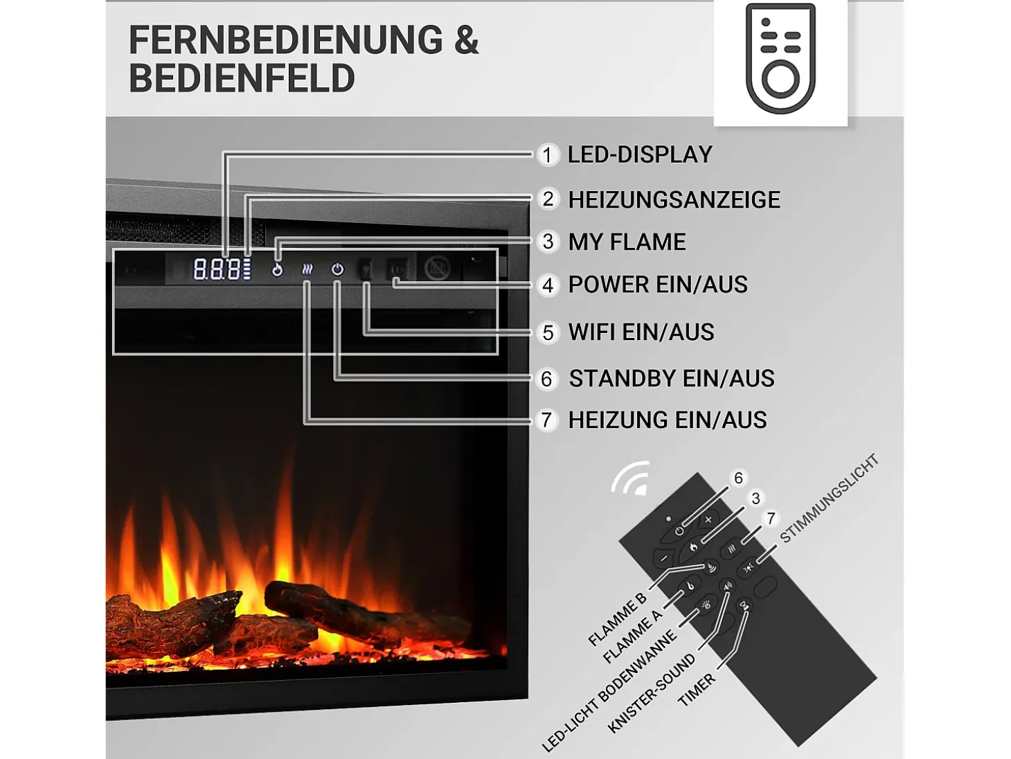 Chimenea eléctrica BALDERIA Atalanta 50 - Chimenea empotrable - Negro