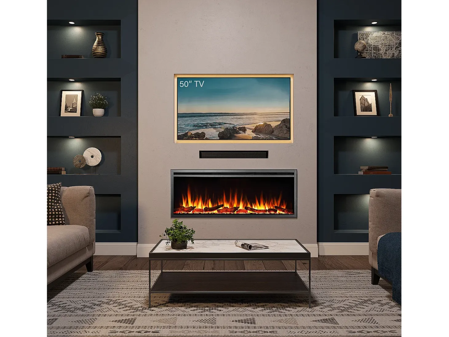 Chimenea eléctrica BALDERIA Atalanta 50 - Chimenea empotrable - Negro