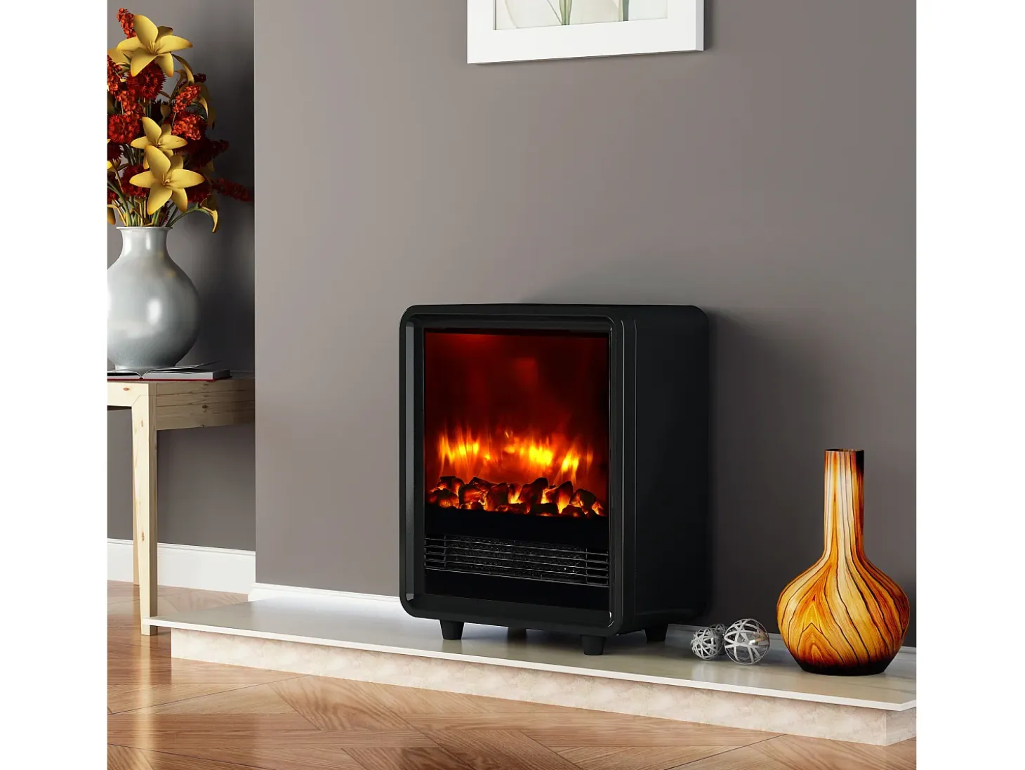 Chimenea eléctrica BALDERIA George - Estufa eléctrica, 2000 W - Negro