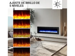 Chimenea eléctrica BALDERIA Fiamma 68 - Chimenea empotrable, calefacción 2000 W - Negro