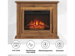 Chimenea eléctrica BALDERIA Finn - Chimenea de pie, calefacción 2000 W - Roble oscuro