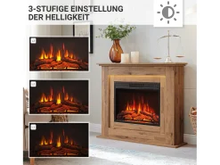 Chimenea eléctrica BALDERIA Finn - Chimenea de pie, calefacción 2000 W - Roble oscuro