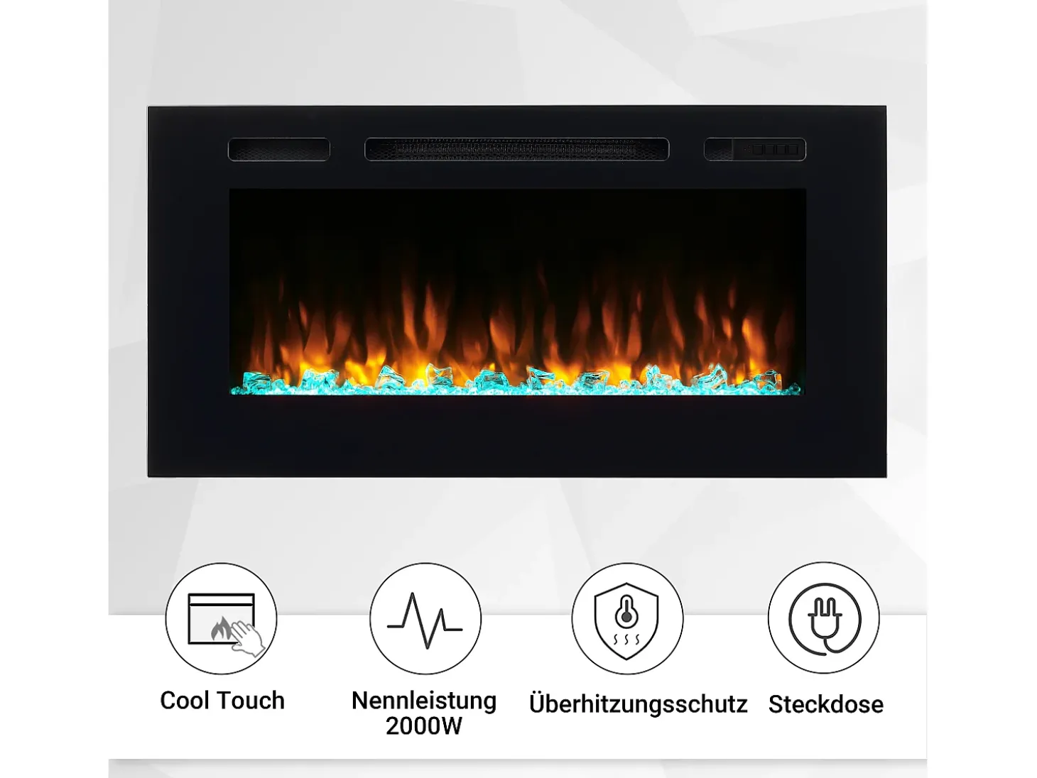 Chimenea eléctrica BALDERIA Fiamma 40 - Chimenea empotrable - Negro