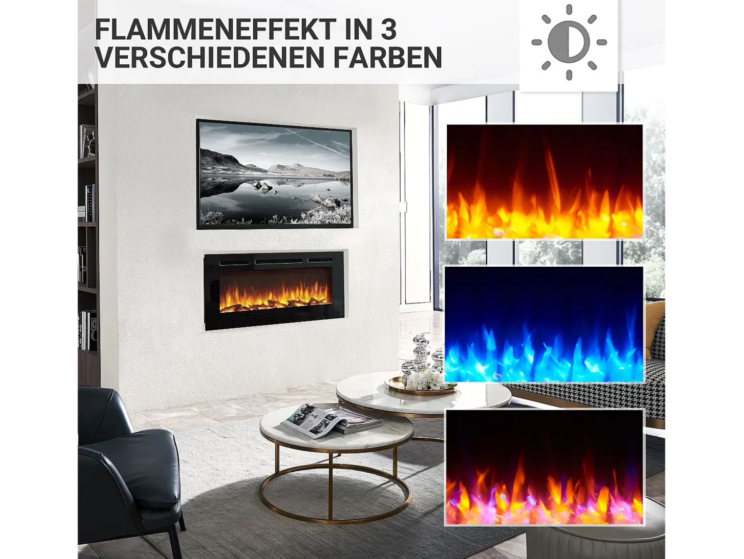 Chimenea eléctrica BALDERIA Fiamma 40 - Chimenea empotrable - Negro