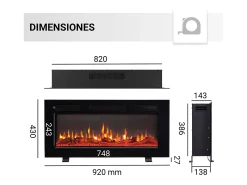 Chimenea eléctrica BALDERIA Leif 36 - 3 en 1 - Negro