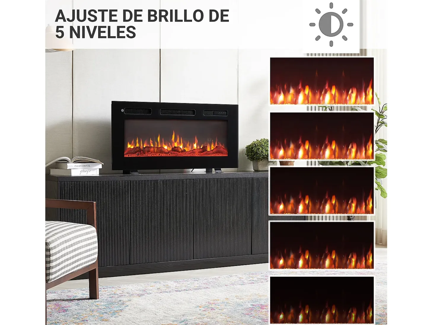 Chimenea eléctrica BALDERIA Leif 36 - 3 en 1 - Negro