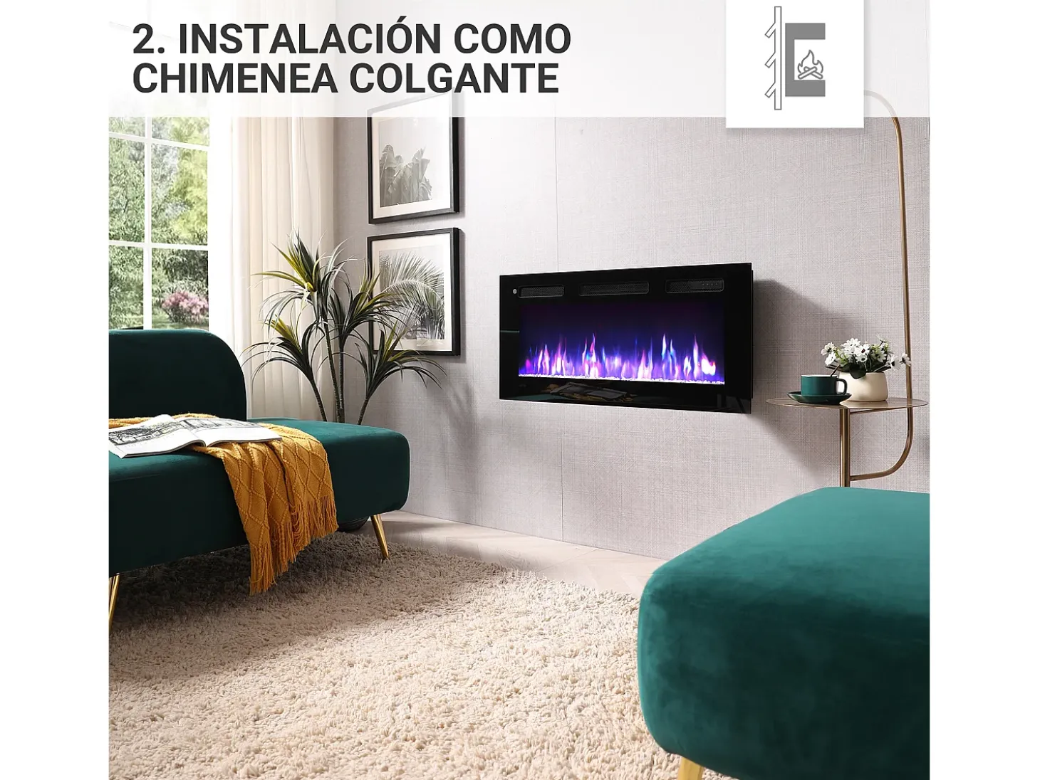 Chimenea eléctrica BALDERIA Leif 36 - 3 en 1 - Negro