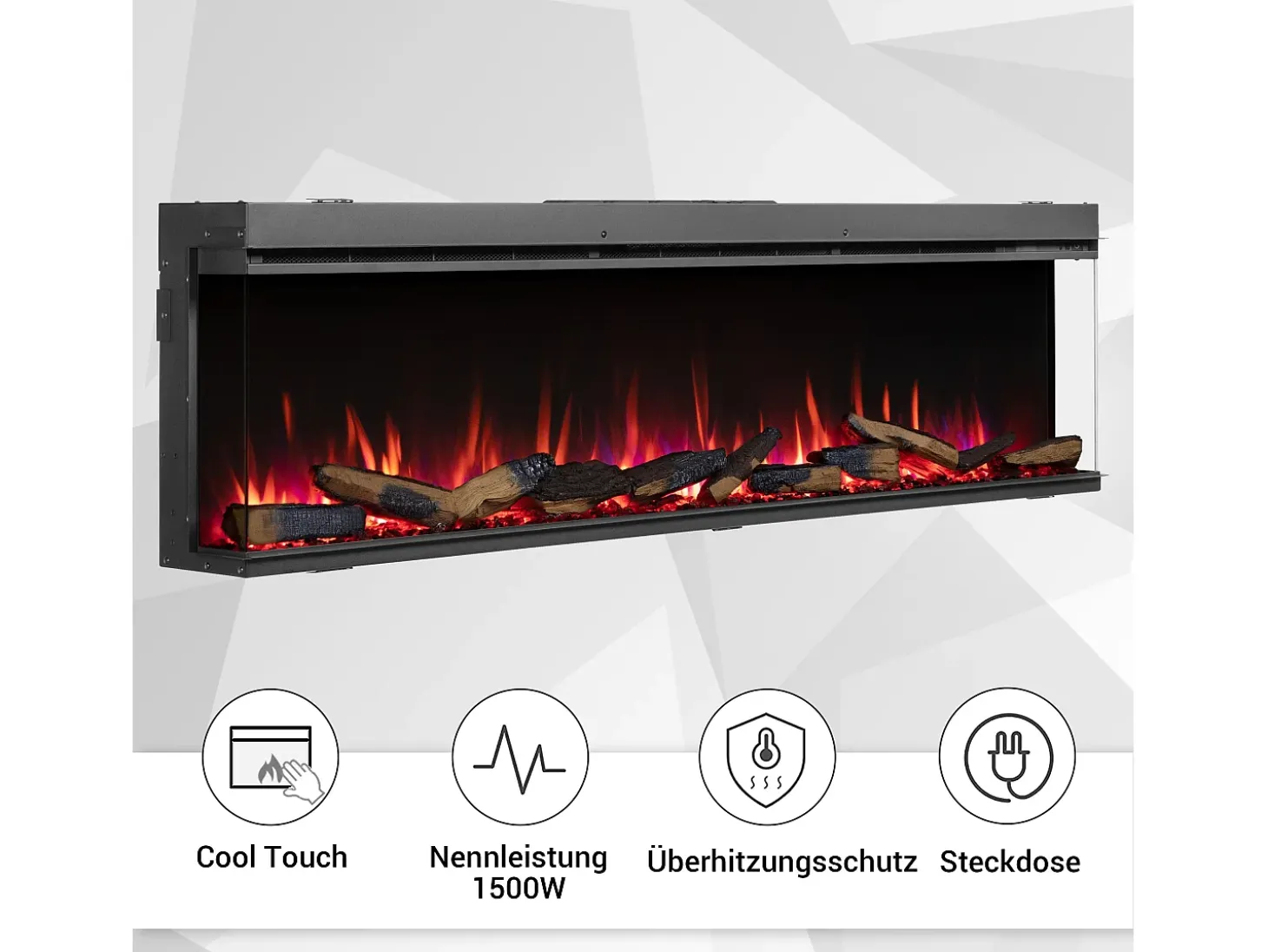 Chimenea eléctrica BALDERIA Athena smart 72 - Chimenea empotrable - Negro