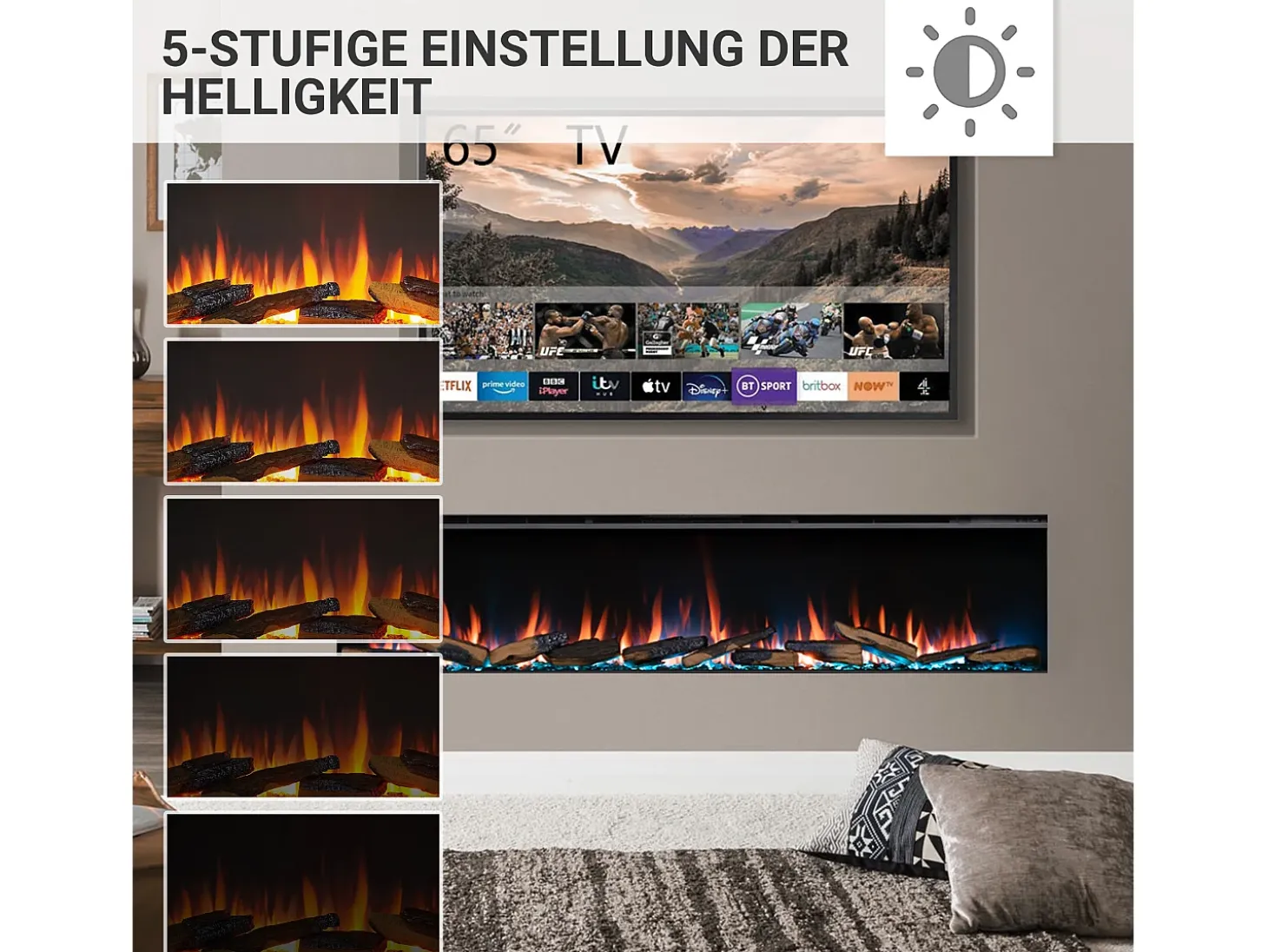 Chimenea eléctrica BALDERIA Athena smart 72 - Chimenea empotrable - Negro