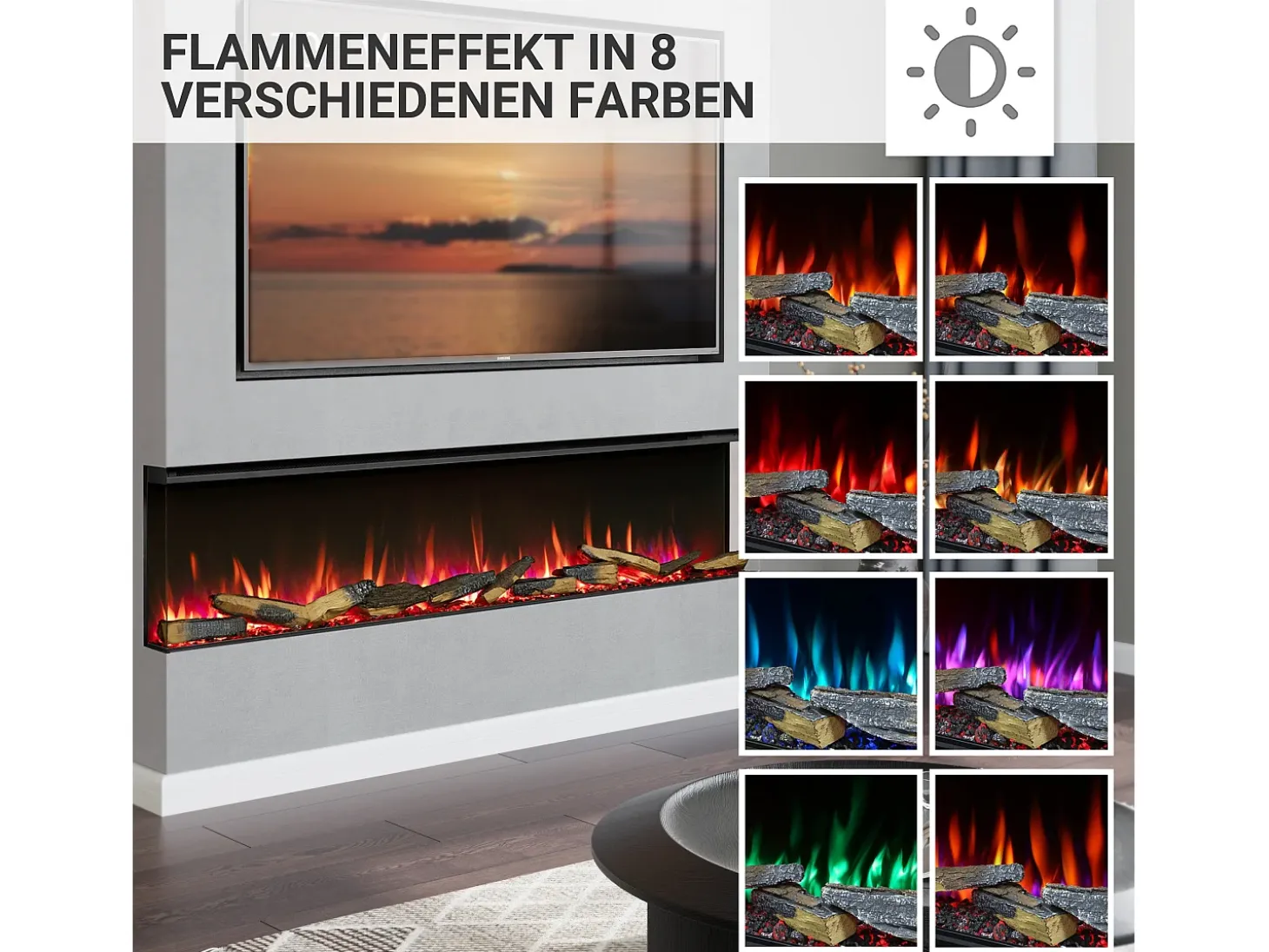 Chimenea eléctrica BALDERIA Athena smart 72 - Chimenea empotrable - Negro