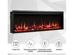 Chimenea eléctrica BALDERIA Atalanta 60 - Chimenea empotrable, 1500 W - Negro