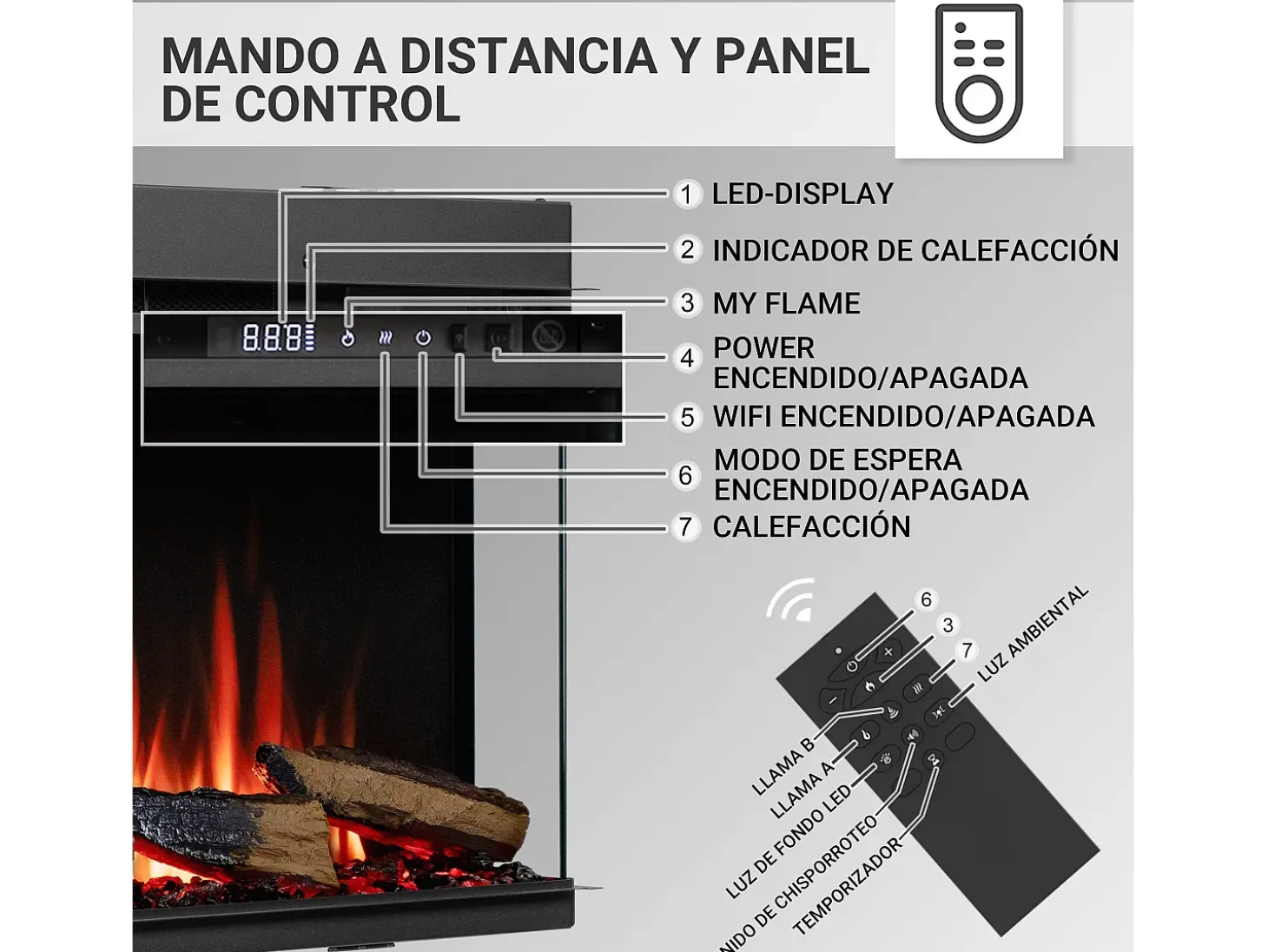 Chimenea eléctrica BALDERIA Athena smart 60 - Chimenea empotrable - Negro