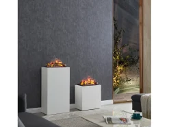 Chimenea eléctrica BALDERIA Ikarus - Llama Optymist con niebla - Blanco