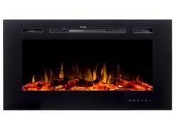 Chimenea eléctrica CALBUCO - De pared o empotrada - An. 101,6 x Pr. 14 x Al. 54,4 cm - Negra