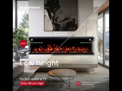 Chimenea eléctrica de 3 caras UNITY 152 - fuego premium, de pared o empotrada - 152x19x36 cm - LED decorativa con calefacción 900/1800W