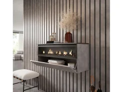 Chimenea eléctrica LED, 102x35x45cm, 1 Hueco, 1 Puerta, Chimenea eléctrica, Colgado, Suspendido, Cemento