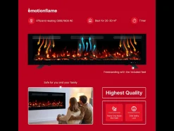 Chimenea eléctrica MONARCH 152 - fuego premium - de pared y empotrados - 152x13x35 cm - chimenea LED con calefacción 900/1800 W