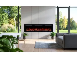 Chimenea eléctrica MONARCH 152 - fuego premium - de pared y empotrados - 152x13x35 cm - chimenea LED con calefacción 900/1800 W