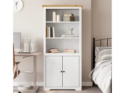 Claddaghduff Librería BODO madera maciza de pino blanco marrón 82x40x173 cm