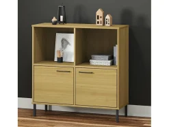 Claire-Madeleine-Claire Librería patas de metal OSLO madera maciza marrón 90x35x90,5 cm
