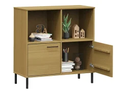 Claire-Madeleine-Claire Librería patas de metal OSLO madera maciza marrón 90x35x90,5 cm