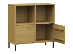 Claire-Madeleine-Claire Librería patas de metal OSLO madera maciza marrón 90x35x90,5 cm