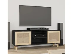 Claudia Mueble para TV madera maciza pino y ratán natural 105x30x40 cm
