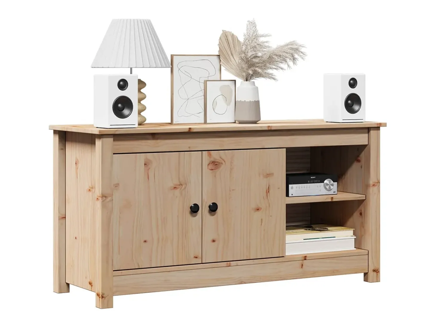 Clinton Corners Mueble de TV de madera maciza de pino 103x36,5x52 cm
